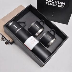 Stainless Steel Vacuum Flask Bottle Set with 3 Cups