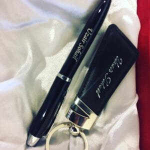 CUSTOMIZED BLACK NAME ON KEY CHAINS AND PEN WITH BOX