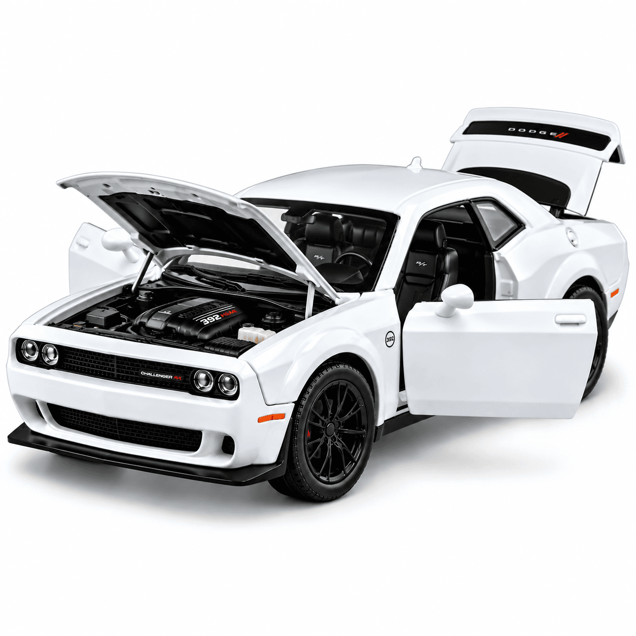 Dodge Challenger Die-Cast 1:32 Friction Car with Pull Back Action & Openable Doors - Image 2