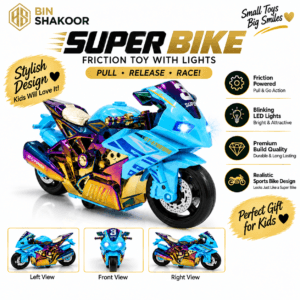 Friction Super Bike Toy with Blinking LED Lights for Kids
