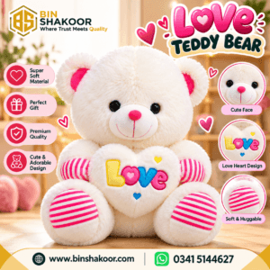 Love Teddy Bear with Heart Design Soft & Cuddly Plush Toy
